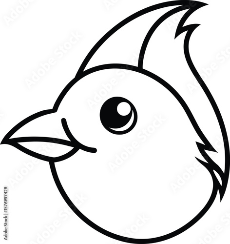 titmouse head icon line art vector illustration on transparent background