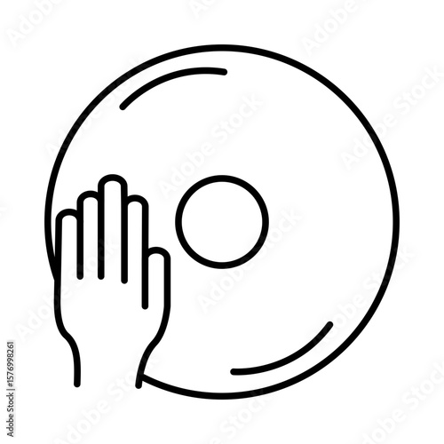 CD icon vector with hand. Icon outline vector