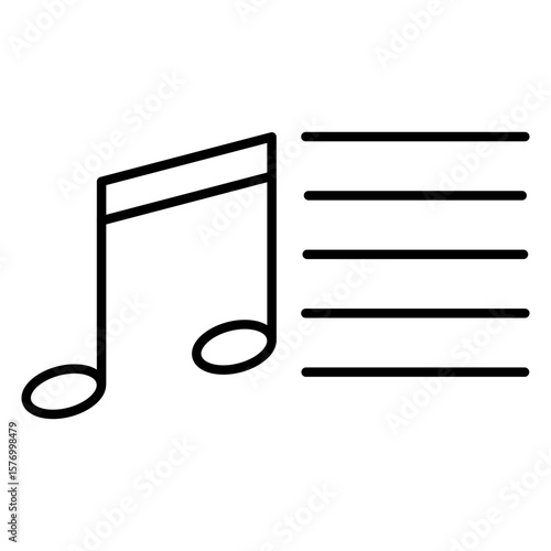 Music play list. Outline icon stereo, musical note, microphone, headphones, vinyl record, radio