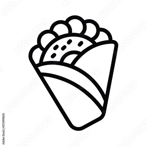 Falafel Wrap Outline Vector Illustration