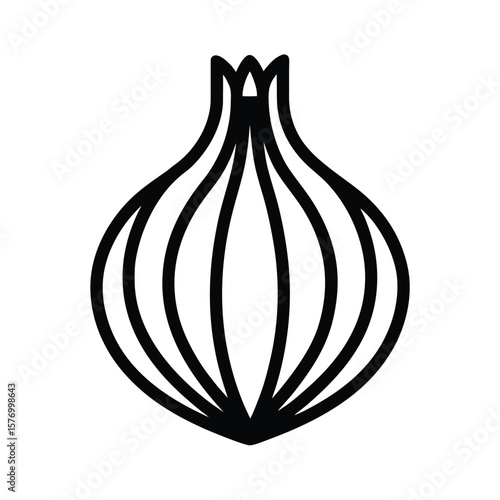 Fennel Bulb Outline Vector Illustration