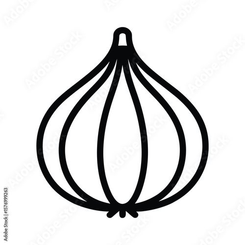 Garlic Clove Outline Vector Illustration