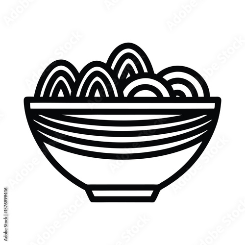 Greek Salad Bowl Outline Vector Illustration