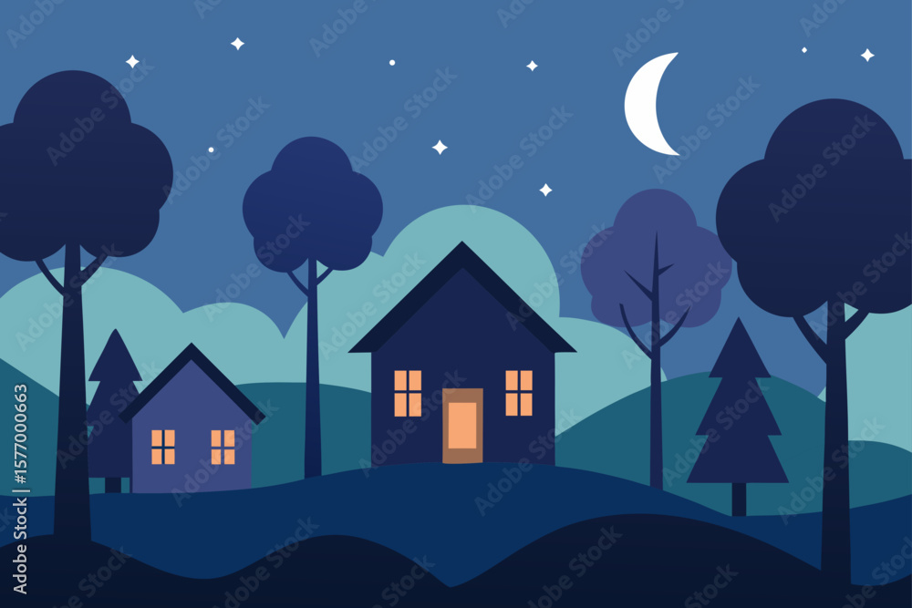 Fototapeta premium vector illustration of a night city