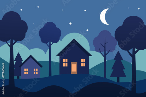 vector illustration of a night city