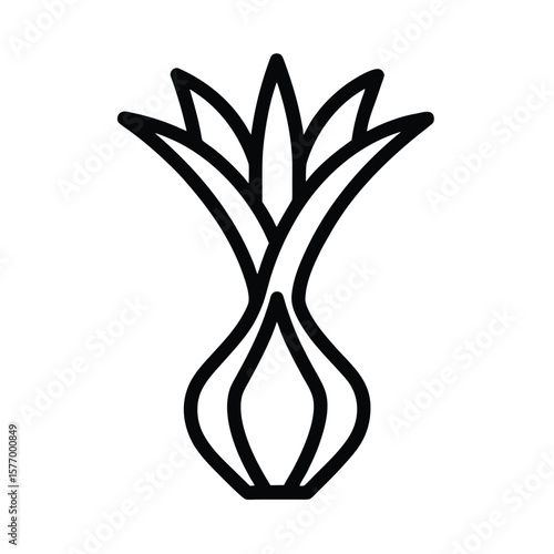 Leek Sprout Outline Vector Illustration