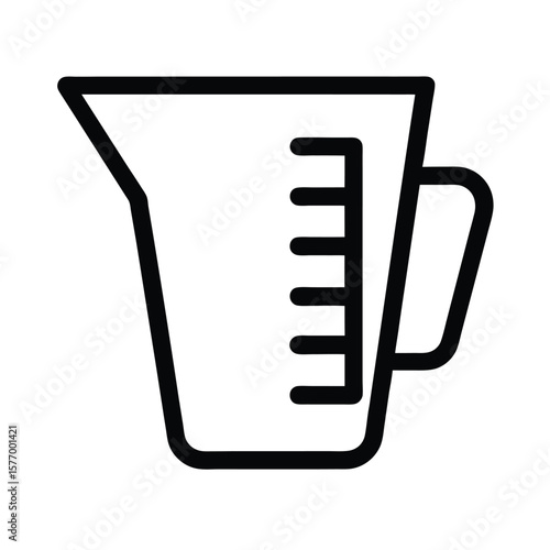 Measuring Cup With Spout Outline Vector Illustration