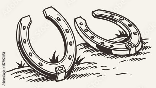 Find your luck two horseshoes vector illustration symbol of good luck and fortune for your projects