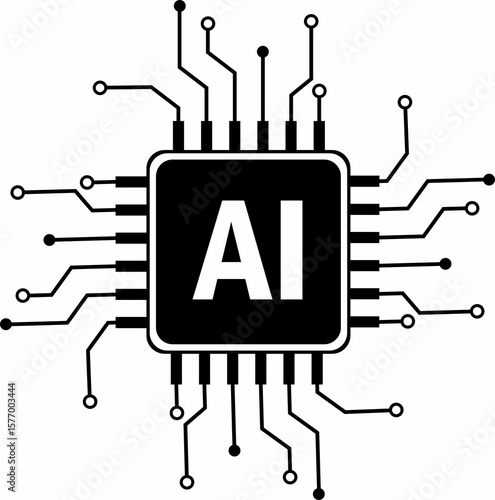 AI TECHNOLOGY BLACK AND WHITE VECTOR logo AI Ilustration