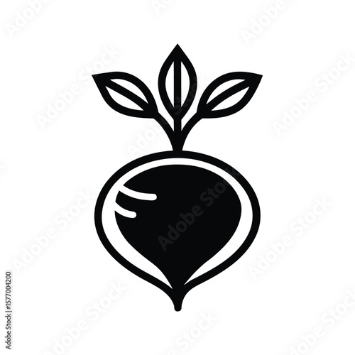 Rutabaga With Leaves Outline Vector Illustration