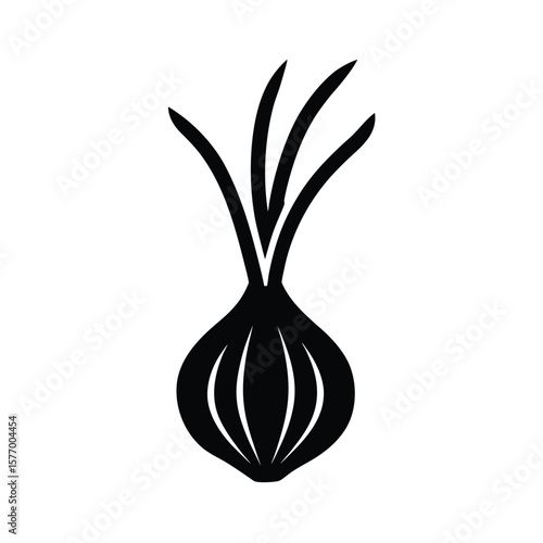 Scallion Sprout Outline Vector Illustration