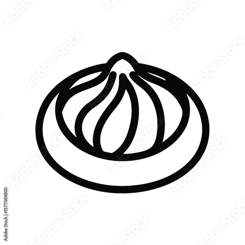Shumai Dumpling Outline Vector Illustration