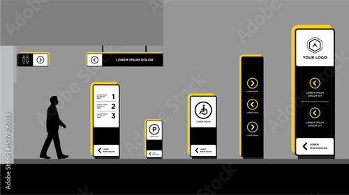 Exterior and interior signage template set corporate identity