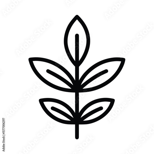 Thyme Sprout Outline Vector Illustration