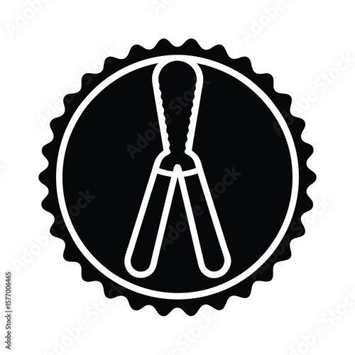Tongs With Scalloped Ends Outline Vector Illustration