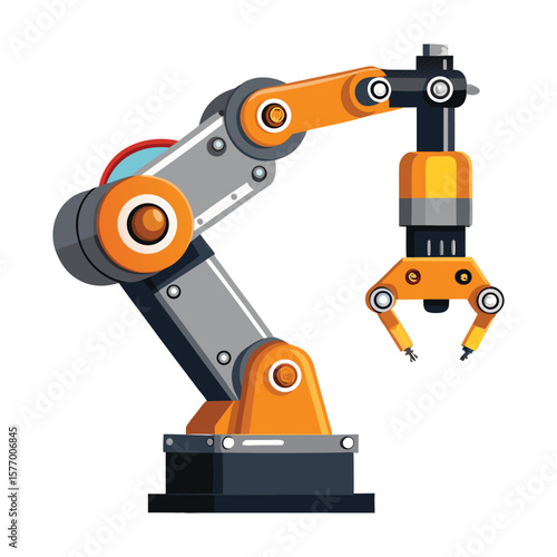 Modern industrial robotic arm with gripper