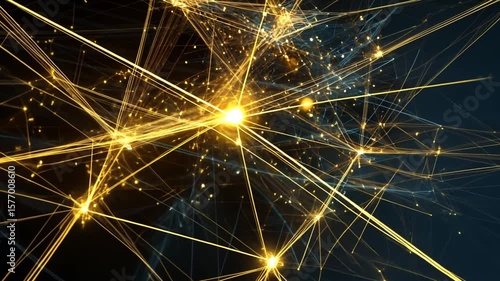 Golden connections: Abstract network with glowing nodes and lines for technology projects