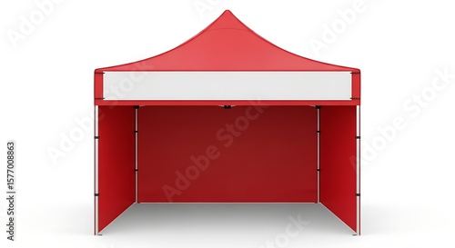 Red advertising pop-up gazebo tent with blank banner perfect for branding and trade shows