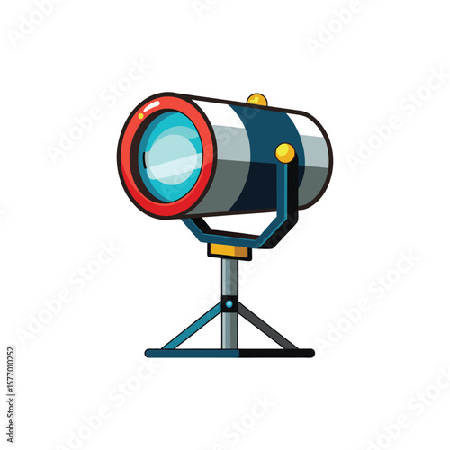 Cartoon spotlight with a bright light emitting