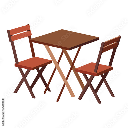 Wooden folding table and chairs set for outdoor use