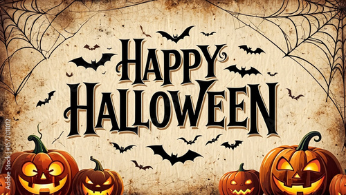 Spooky Halloween Pumpkins Bats Cobwebs jack o lantern