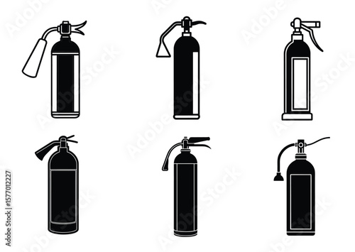 Extinguisher silhouette Vector Set