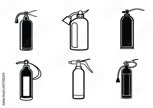 Extinguisher silhouette Vector Set