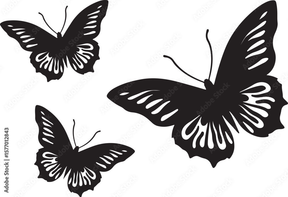 Fototapeta premium Butterfly tattoo Silhouette black design vector.