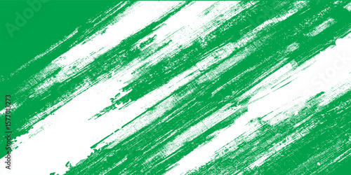 Abstract green grunge brush stroke background with dynamic diagonal texture