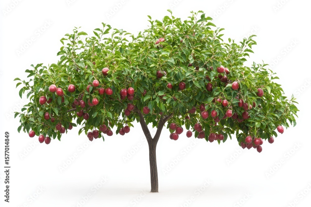 Jujube tree with red fruits isoleted on white background Jujube tree with red fruits isoleted on white background