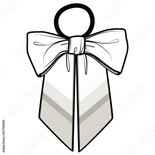 HAIR TIE WITH SCARF BOW. VECTOR. BLACK AND WHITE. FILE INCLUDES COLOR OPTIONS.