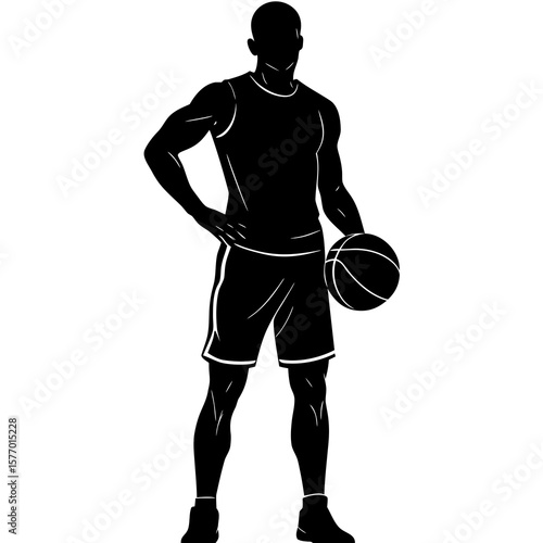 Athletic man holding basketball player athlete