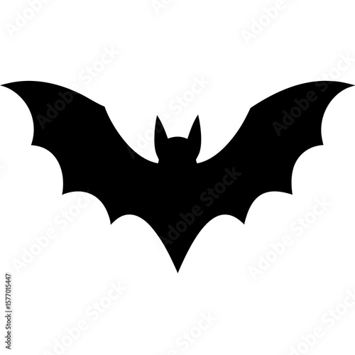 Black bat flying with wings spread animal silhouette