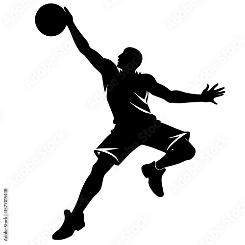 Black basketball player dunking silhouette