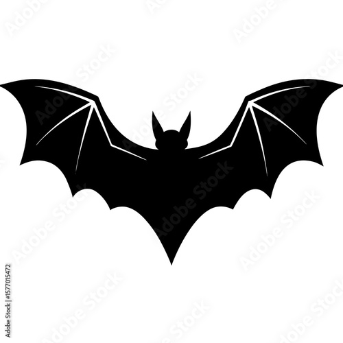 Black bat flying with wings spread wide silhouette