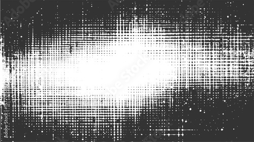 Abstract black and white textured pattern with scattered dots and grid formations vector