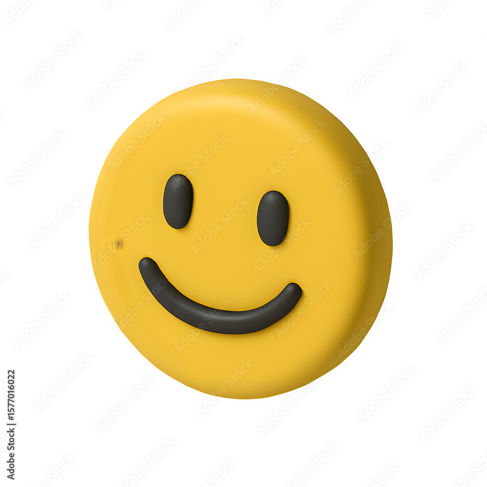 Fototapeta premium A cheerful yellow smiley face emoji with a wide grin isolated on transparent background