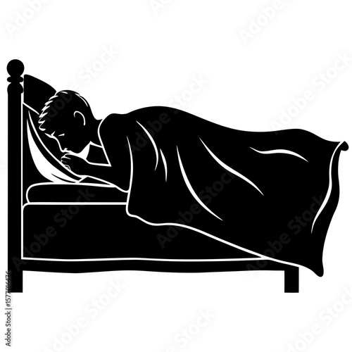 Person sleeping peacefully on bed rest