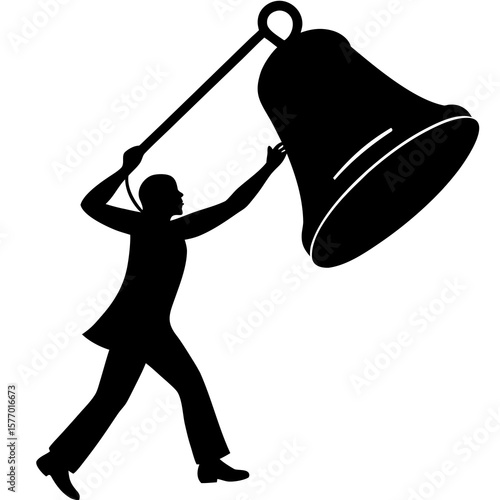 Silhouette of person ringing large bell vector