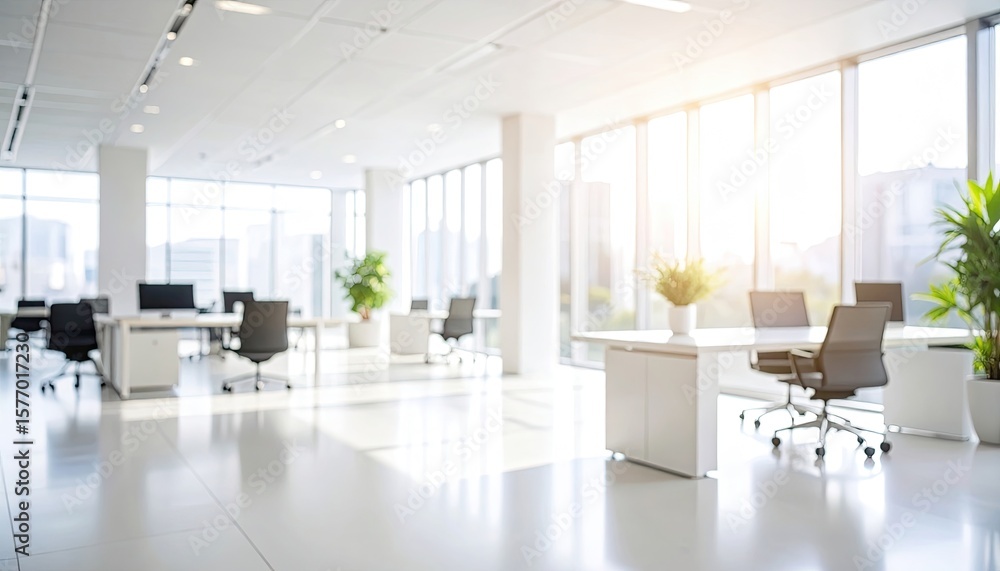 Fototapeta premium Modern office space with city views (1)