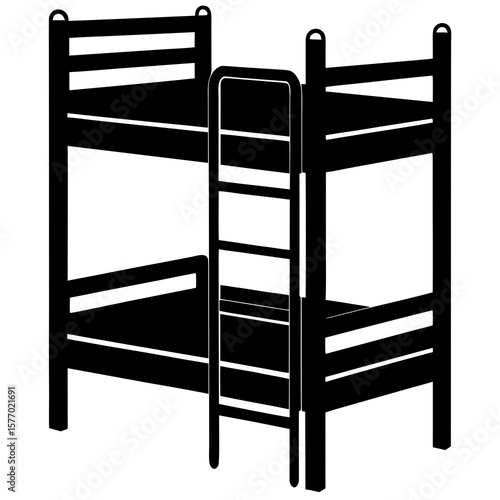 Black bunk bed with ladder furniture sleeping
