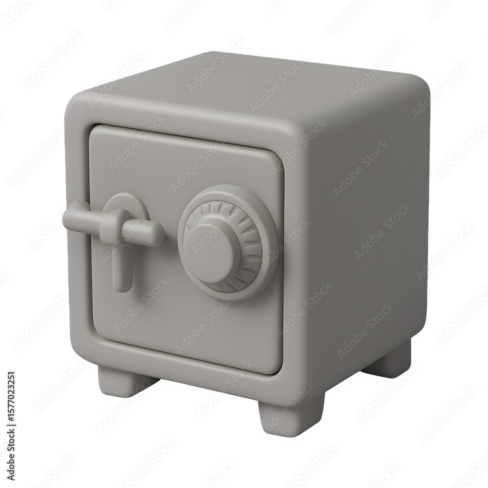 A simple grey 3d rendered safe with a dial and handle isolated on transparent background A simple grey 3d rendered safe with a dial and handle isolated on transparent background