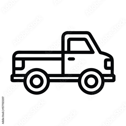 Pickup Truck Outline Vector Illustration