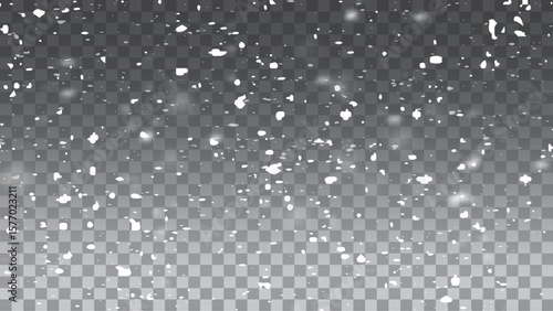 Abstract winter background from snowflakes blown by the wind on a white checkered background. White dust light png.