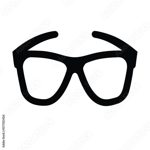 Bold Black Outline Of Nerdy Glasses Simple Silhouette Vector Illustration
