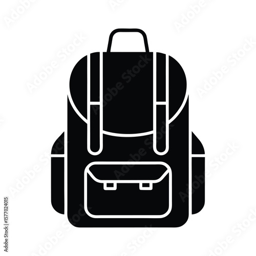 Backpack With Zippers Outline Vector Illustration