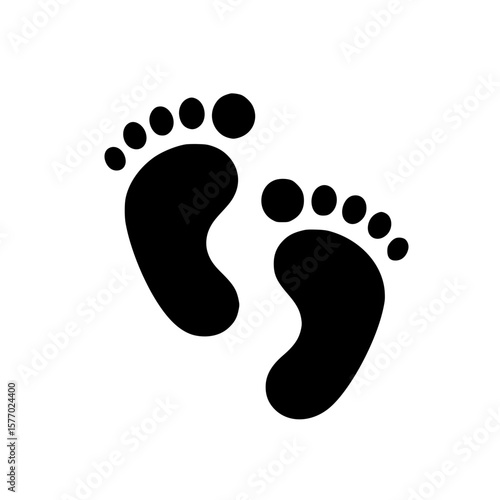 Baby Footprints Silhouette Icon – Minimalist Black SVG Clipart