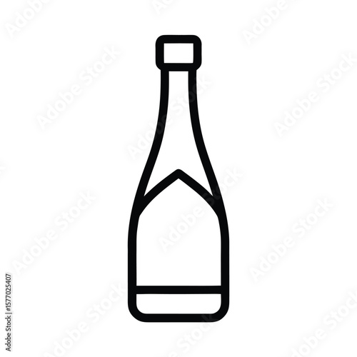 Champagne Bottle Outline Vector Illustration