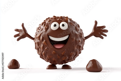 Lindt Truffles isolated in 3d cartoon character on white background