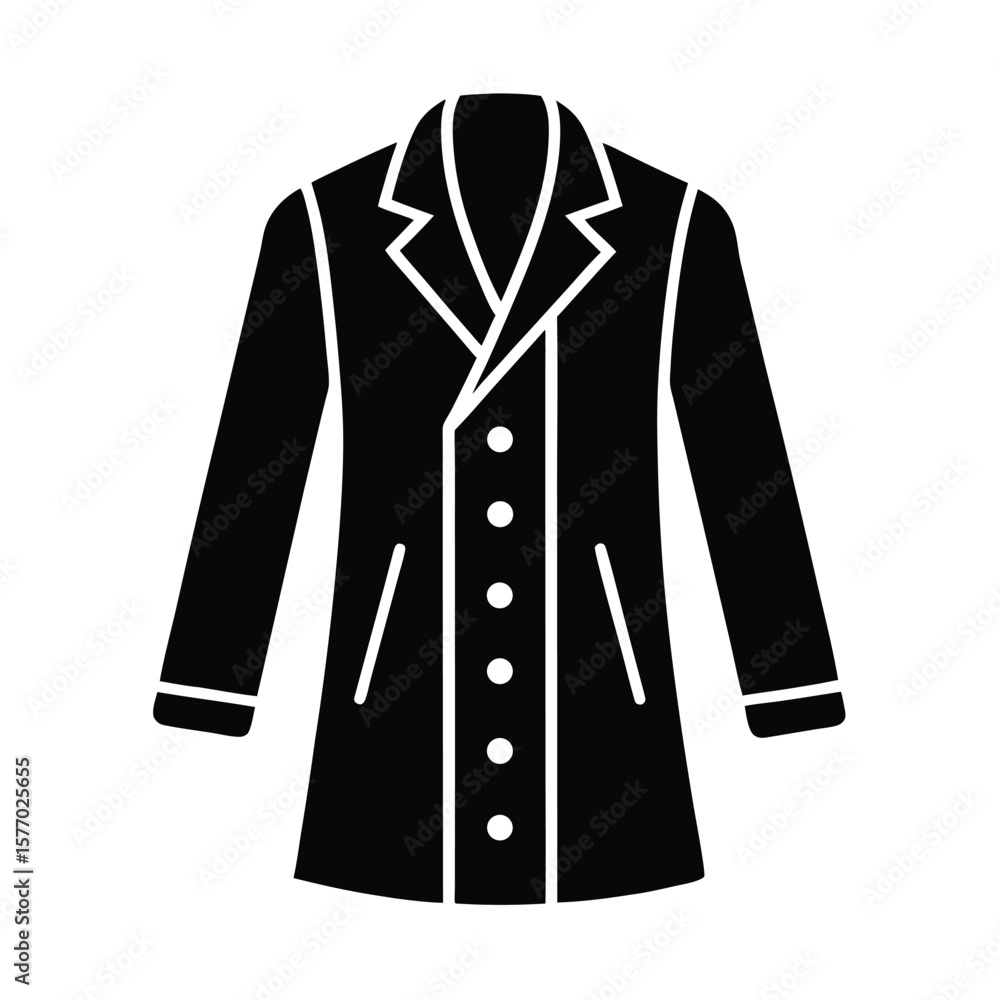 Coat With Buttons Outline Vector Illustration Coat With Buttons Outline Vector Illustration
